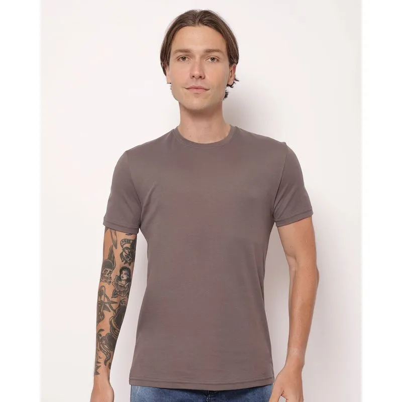 Camiseta Masculina Algodão Peruano Manga Curta Cinza GG