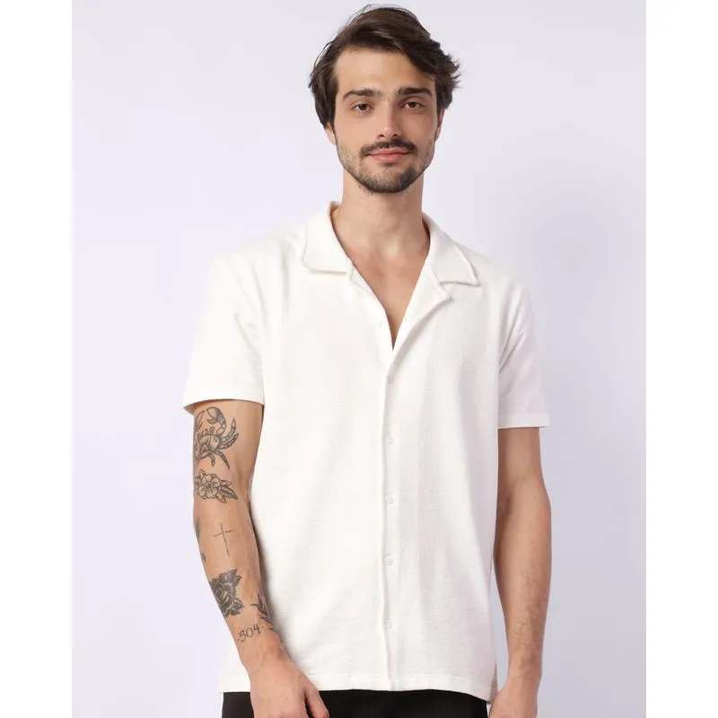 Camisa Masculina Atoalhada Manga Curta Off White M