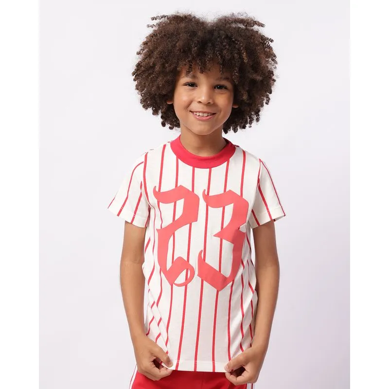 Camiseta Infantil Algodão Listrada com Estampa 23 Off White 6