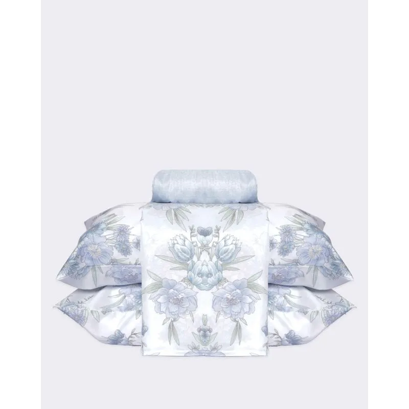 Jogo De Cama Casal Andreza 4 Peças Estampa Floral Azul UN