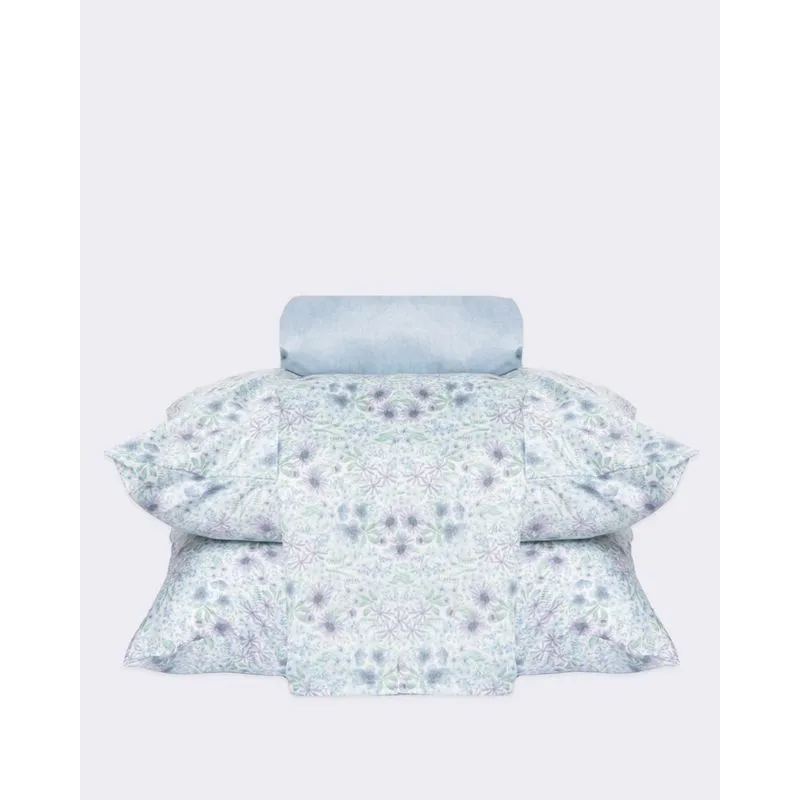 Jogo De Cama Casal Andreza 4 Peças Estampa Floral Azul UN