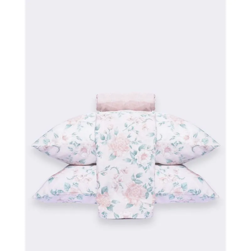 Jogo De Cama Casal Andreza 4 Peças Estampa Floral Rosa UN