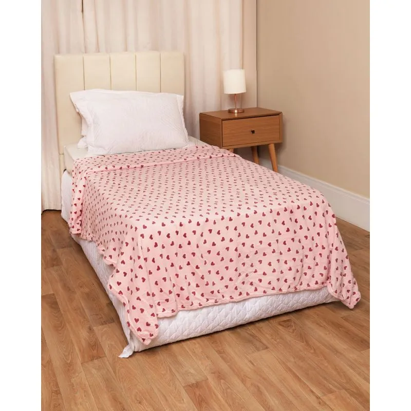 Manta Solteiro Arte & Cazza 140cm x 220cm Estampada Rosa UN