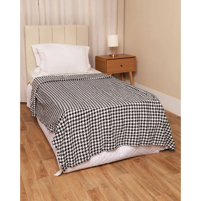 Manta Solteiro Arte & Cazza 140cm x 220cm Estampada Branca UN