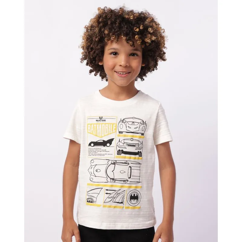 Camiseta Infantil Algodão Texturizada DC Comics Batman Off White 4