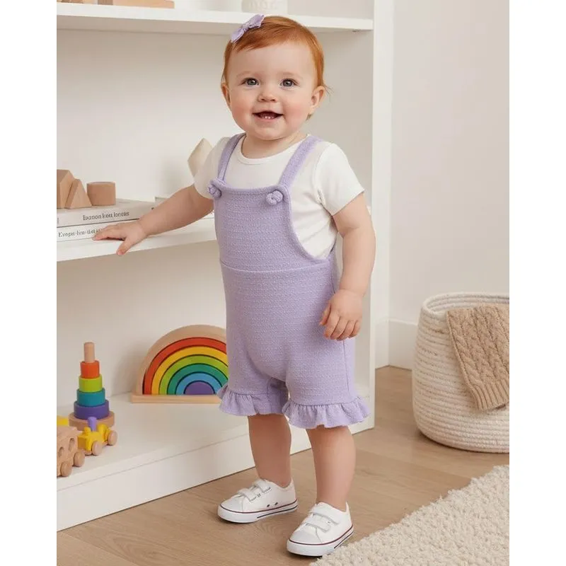 Conjunto Jardineira Bebê Algodão Texturizada Lilás P