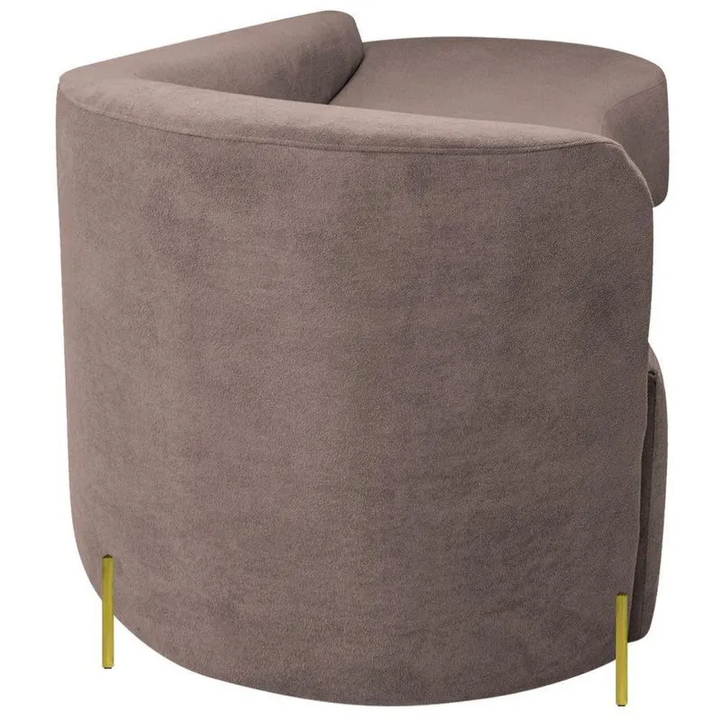 Divã Recamier Orgânico França 220cm Lado Dir Pés Metal Dourado Linho Cor Rosê