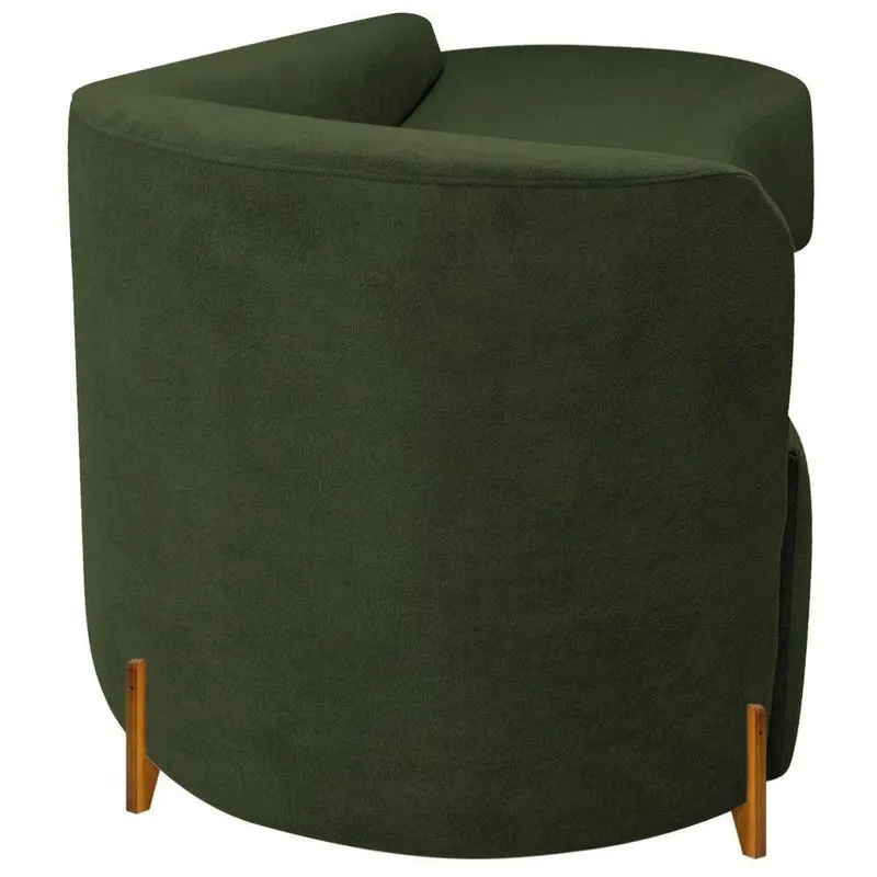 Divã Recamier Orgânico França 220cm Lado Dir Pés Madeira Linho Cor Verde