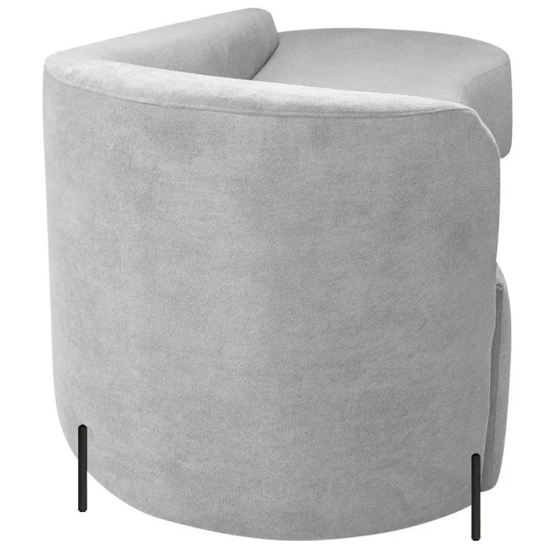 Divã Recamier Orgânico França 220cm Lado Dir Pés Metal Preto Bouclé Cor Branco