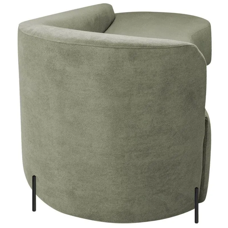 Divã Recamier Orgânico França 220cm Lado Dir Pés Metal Preto Bouclé Cor Verde Oliva