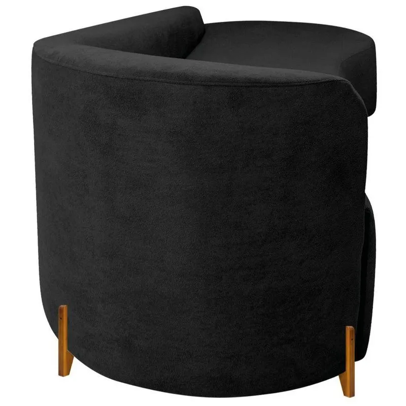 Divã Recamier Orgânico França 220cm Lado Dir Pés Madeira Linho Cor Preto
