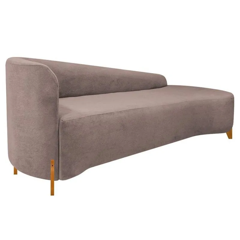 Divã Recamier Orgânico França 220cm Lado Dir Pés Madeira Linho Cor Rosê