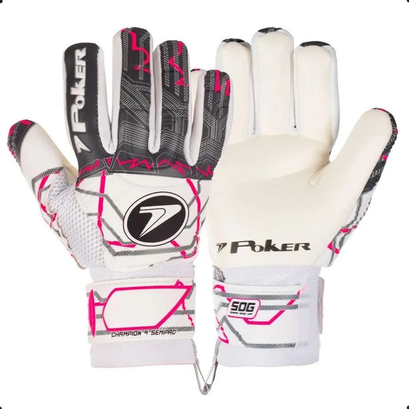 Luva De Goleiro Poker Champion Semiprofissional O Branco 8