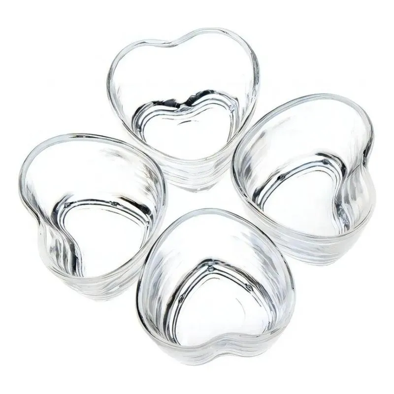 10x Kit 6 Copo Shot Dose De Vidro Coração 50 Ml Finger Food