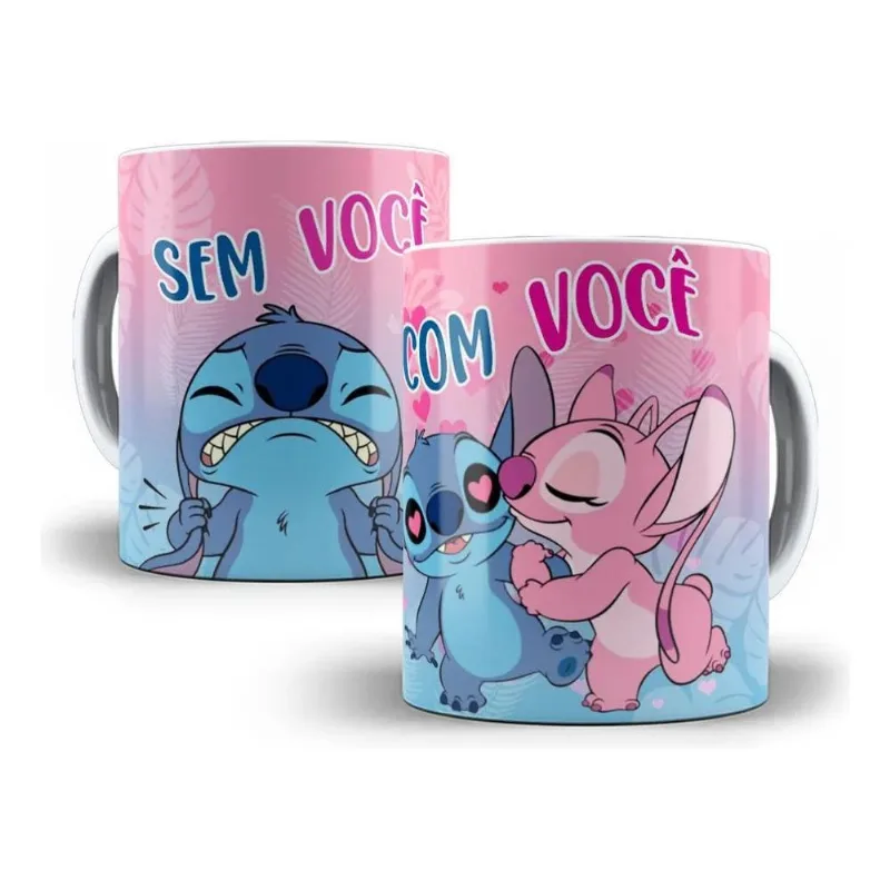 Caneca Lilo Stitch Sem Você Com Você - Mega Oferta