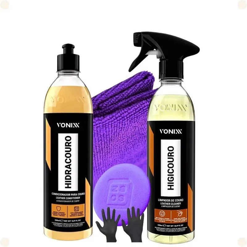 5x Kit Limpeza Automotiva Bancos Couro Vonixx 500ml Hidrata