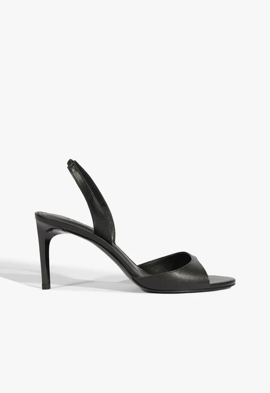 Scarlett Sling Mid Leather Sandal 6.5 / Black / Leather