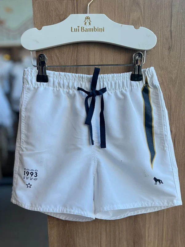 SHORT BOLSO LOBO MINIMALISTA CORDÃO TACTEL MENINO ACOSTAMENTO Branco / 12