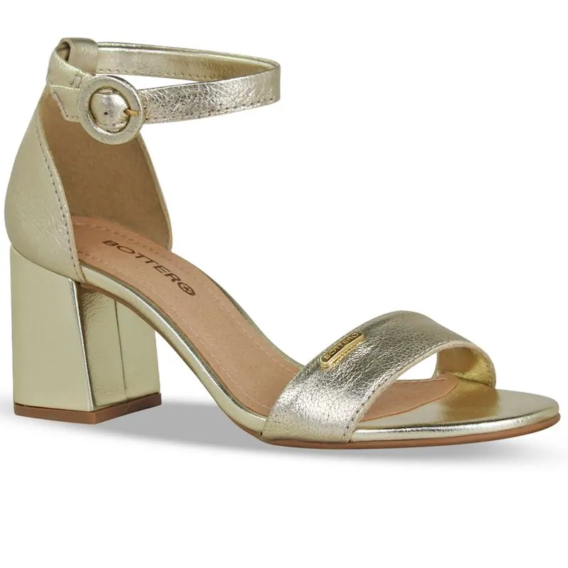 Sandália Couro Metalizado Roma Dourado 37