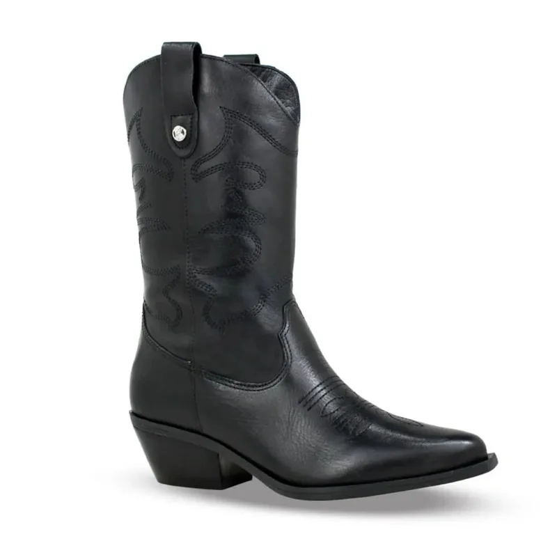 Bota Fem Bottero Western Couro Bordada Preto 347706-15 38 / Preto