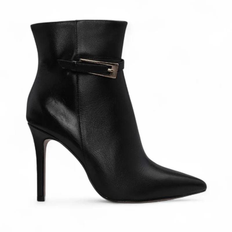 Botim Salto Alto Mulher Pele Preto 36