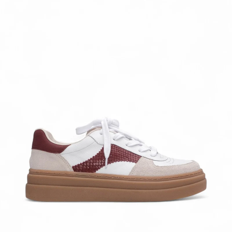 Sapatilha Casual Mulher Pele Branco E Vermelho 35