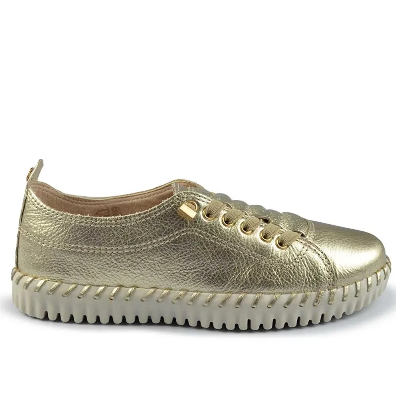 Tênis Casual Bottero Feminino Twister 374102 COURO MET DOURADO 36