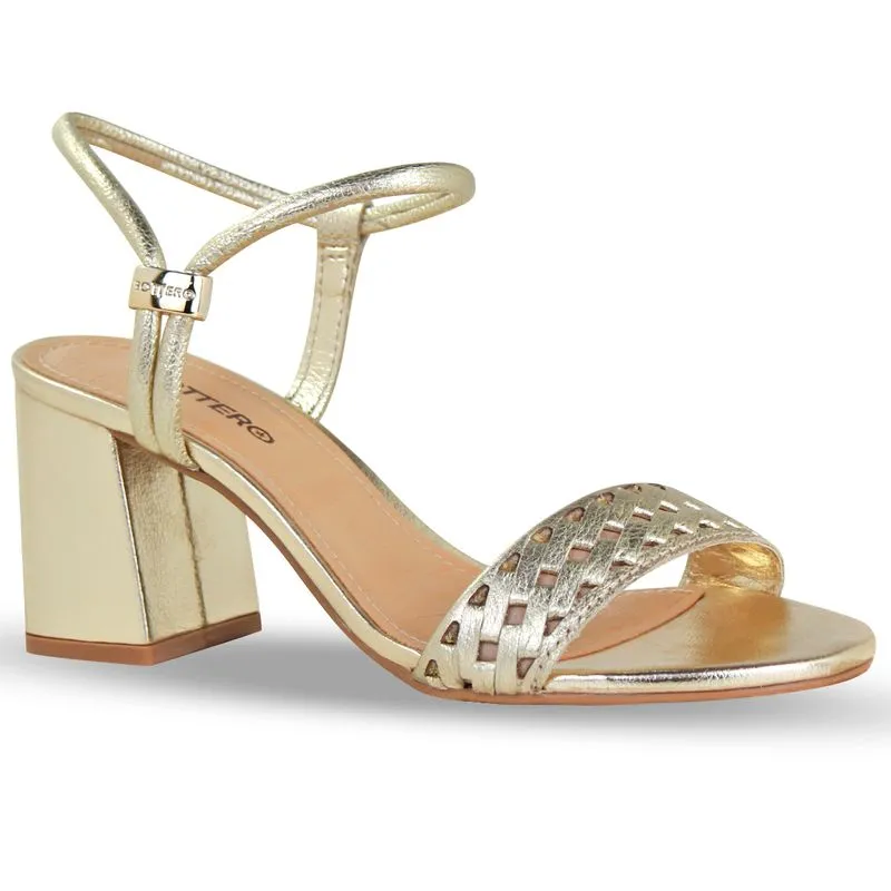 Sandália Couro Metalizado Roma Dourado 39