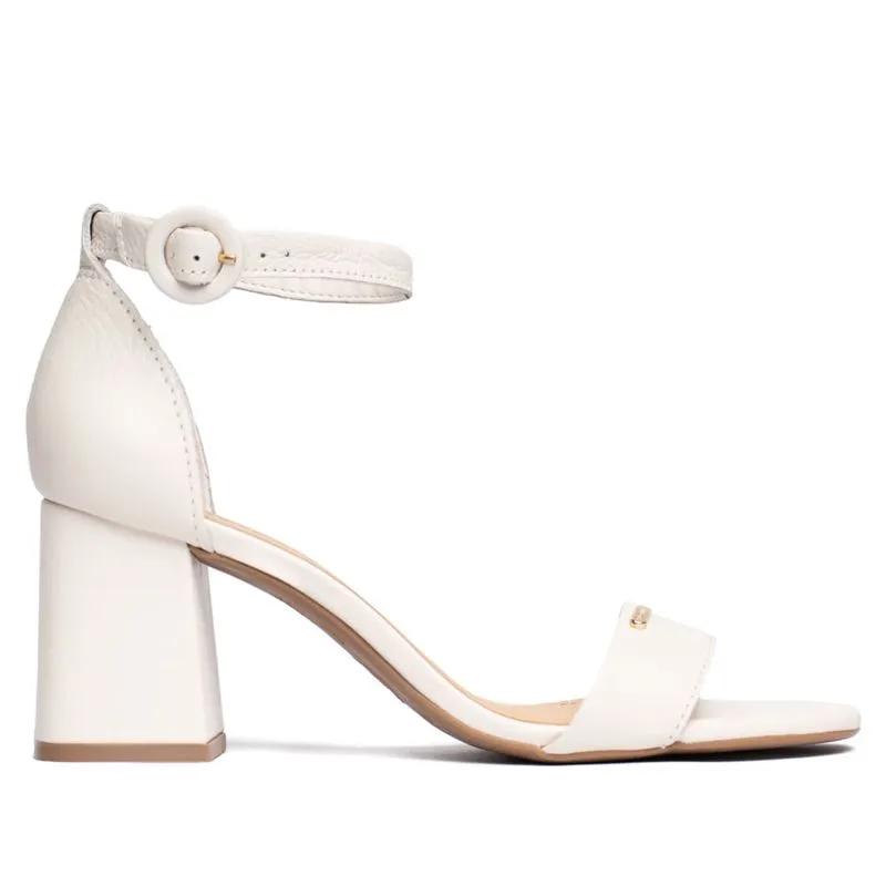 Sandália Feminina Bottero Salto Grosso em Couro Off White - 36
