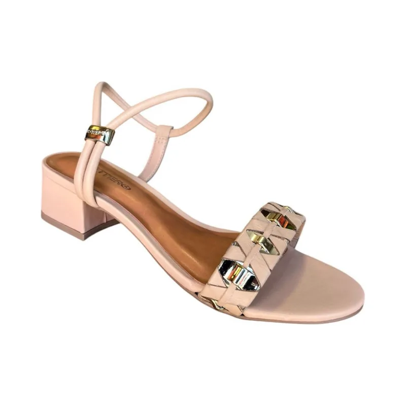 Sandália Feminina Bottero Couro Salto Bloco Bege 373001-2 36 / Bege