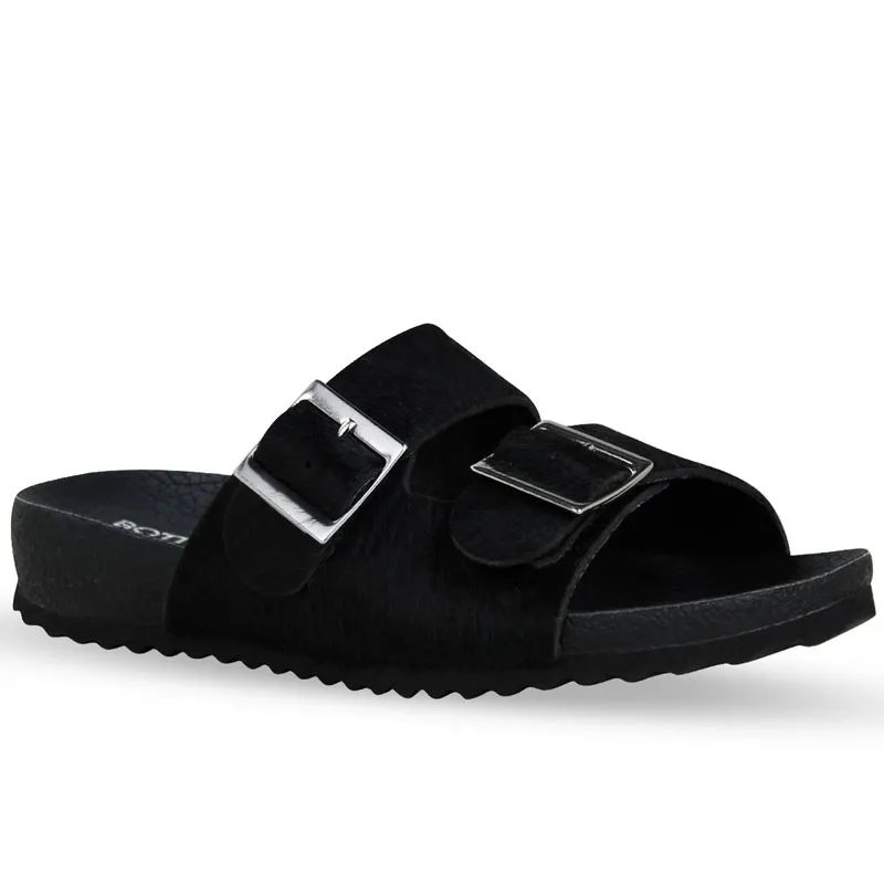 Sandália Rasteira Couro Poney Preto 38