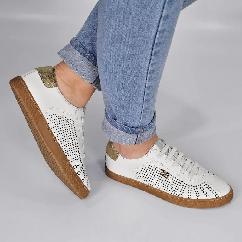Tênis Bottero Feminino Couro Cadarço Elástico 376604 34 / Branco