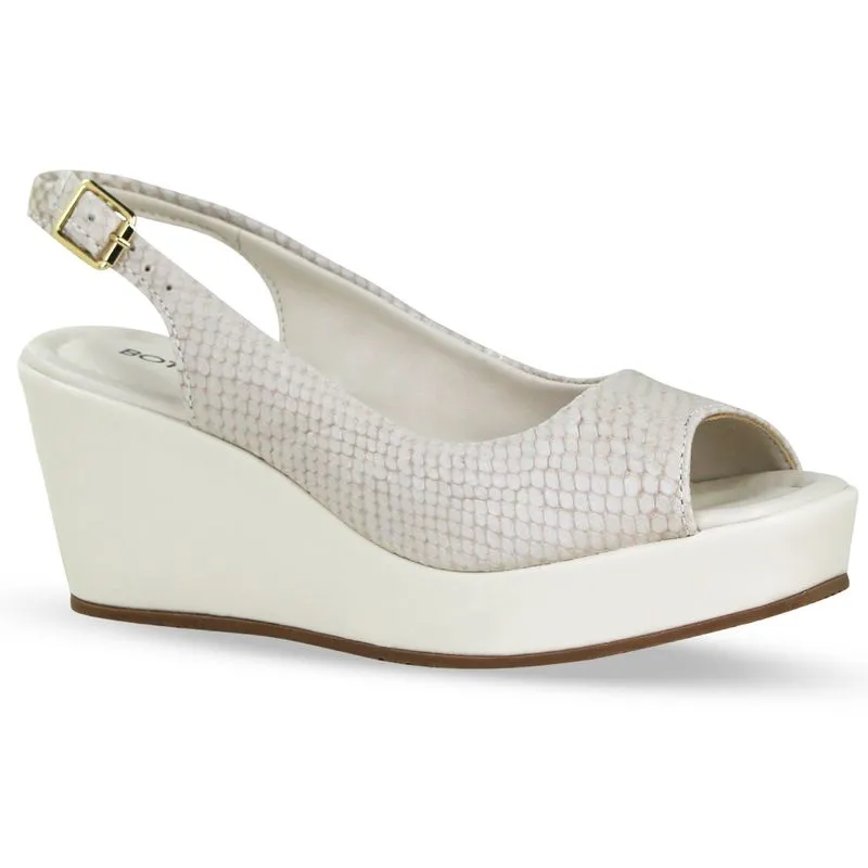 Sandália Anabela Couro Mamba Off White 34