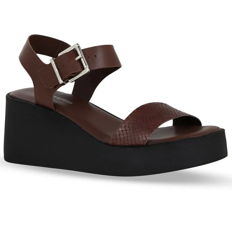 Sandália Anabela Couro Mamba Wood 40