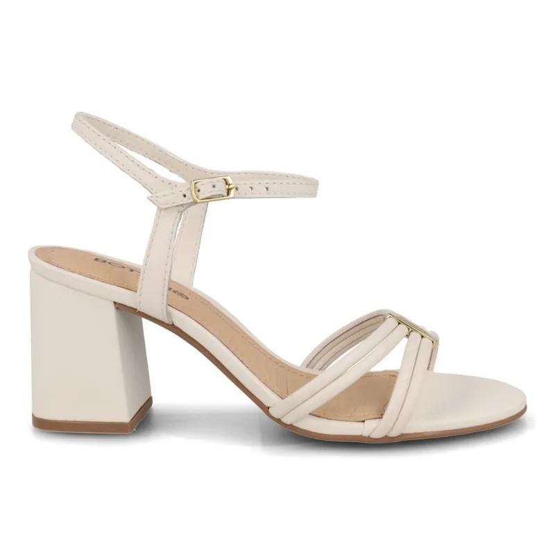 Sandália Bottero Salto Bloco Feminina Off White Couro 40