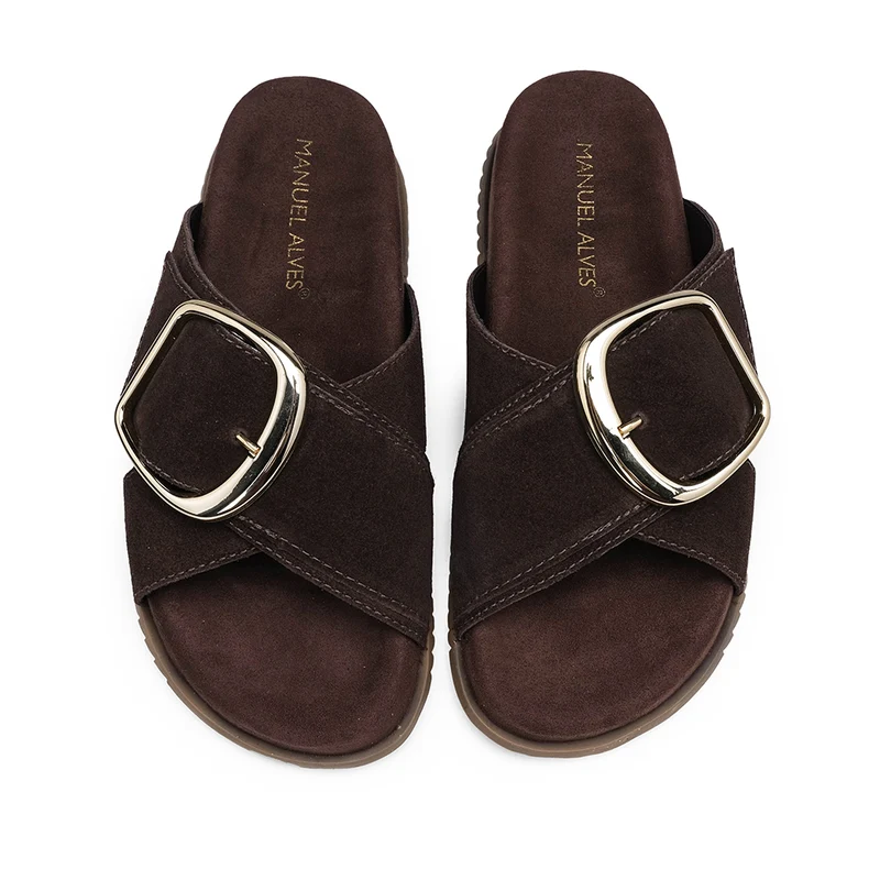 Chinelo Casual Mulher Camurça Castanho 37
