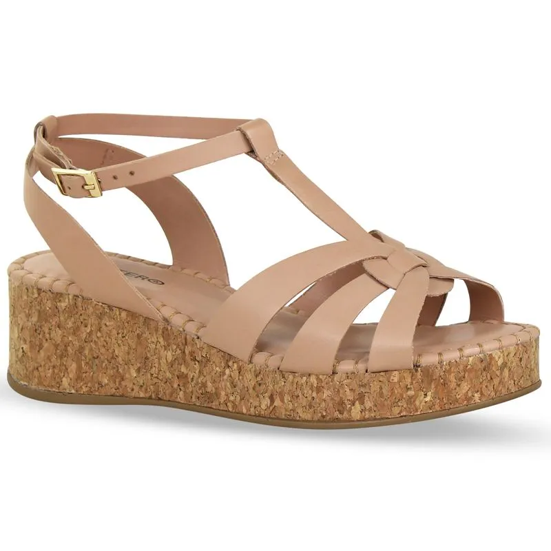 Sandália Anabela Couro Atanado Napoli Brown Sugar 39