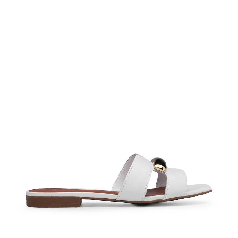 Chinelo Salto Raso Mulher Pele Branco 38