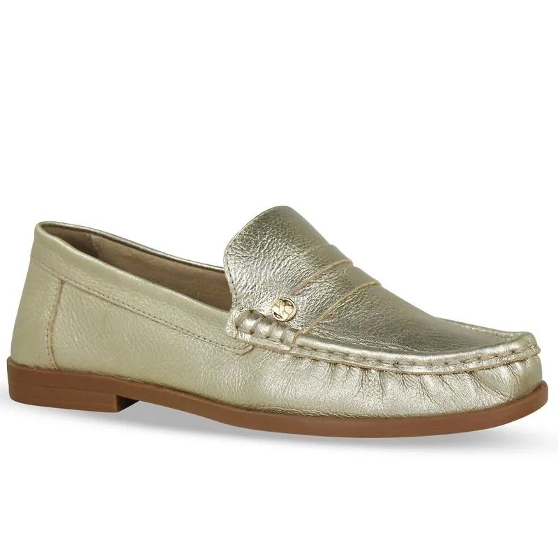 Sapato Couro Metalizado Roma Dourado 34