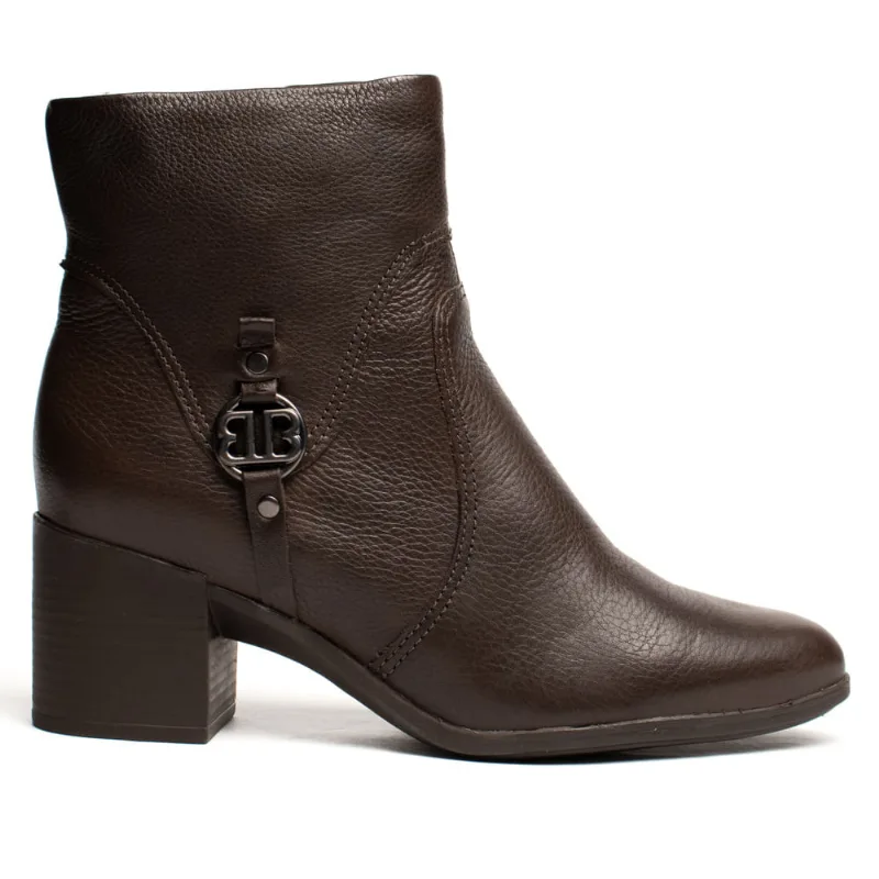 Bota Feminina Bottero Cano Médio Couro Burnish Marrom - 39