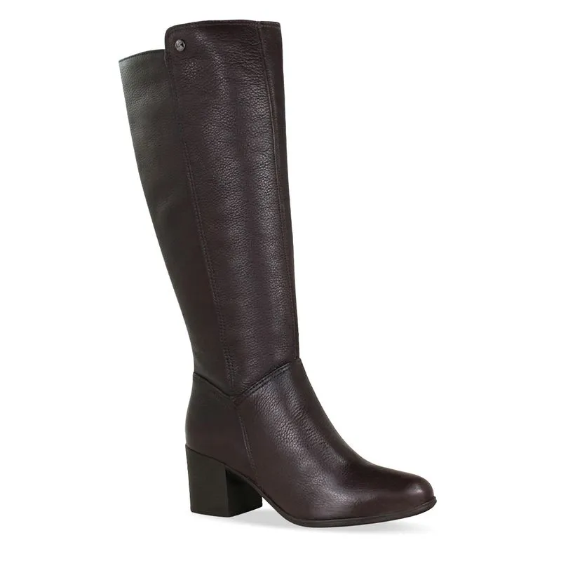 Bota Cano Longo Couro Burnish Marrom 38