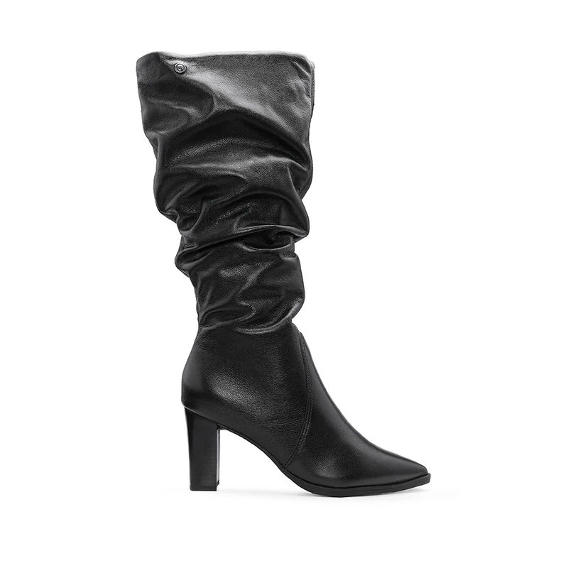 Bota Cano Alto Mulher Pele Preto 35