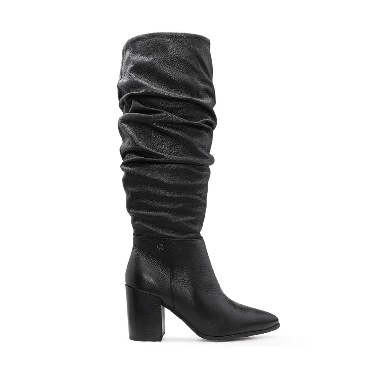 Bota Cano Alto Mulher Pele Preto 37