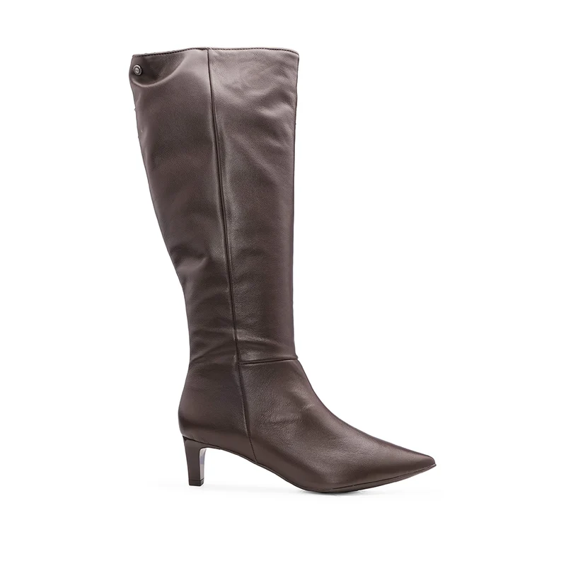 Bota Cano Alto Mulher Pele Castanho 36