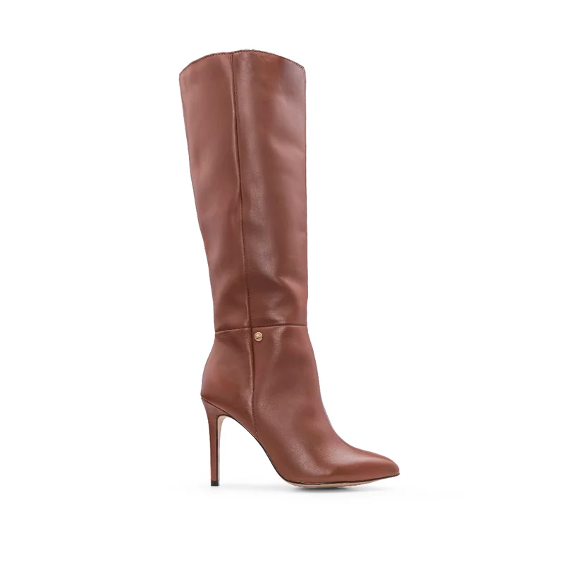Bota Cano Alto Mulher Pele Cognac 36