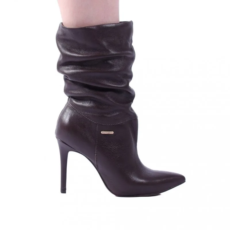 Bota Em Couro Feminina Bottero de Salto Fino 378201 38 / Marrom