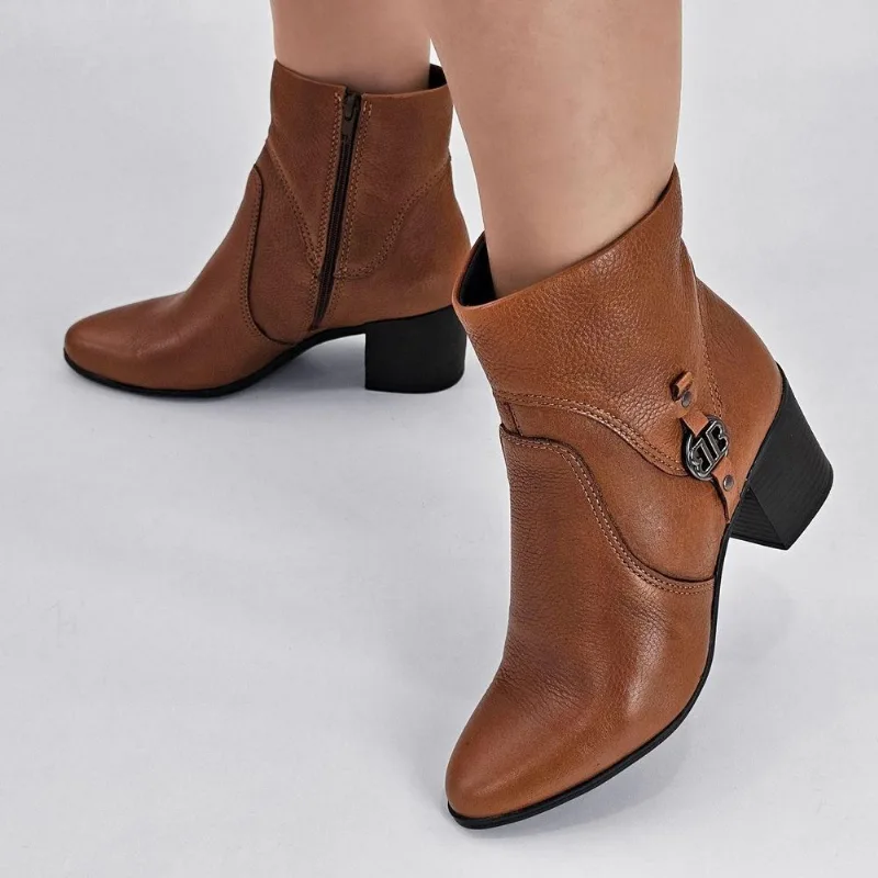 Bota Bottero Feminina Couro Salto Bloco 346919 36 / Caramelo
