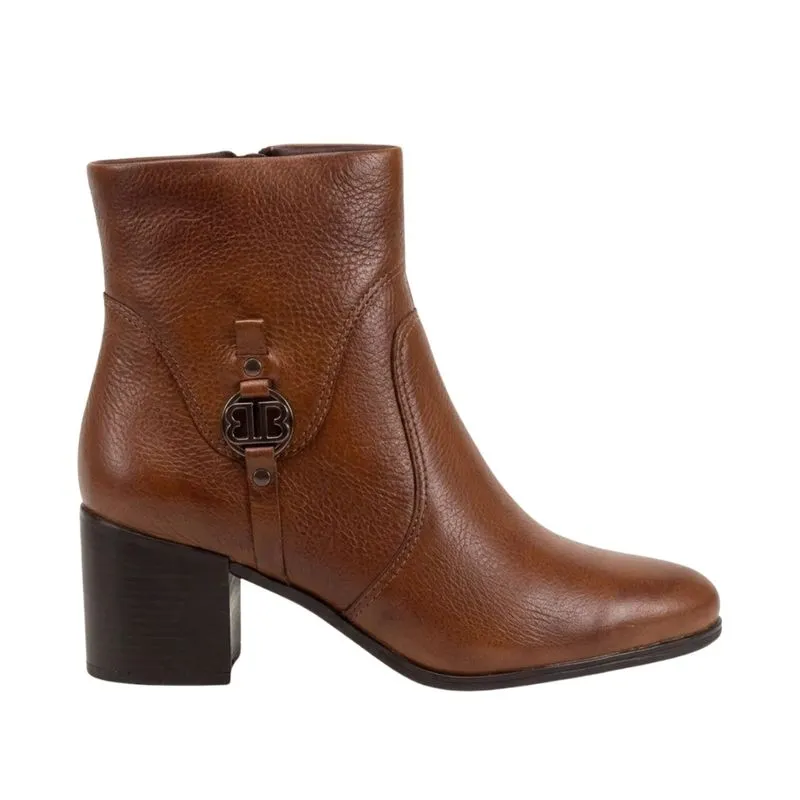 Bota Femina Coturno Bottero Salto Bloco Cano Baixo Trip Country 39 / COURO-BURNISH-CARAMELO