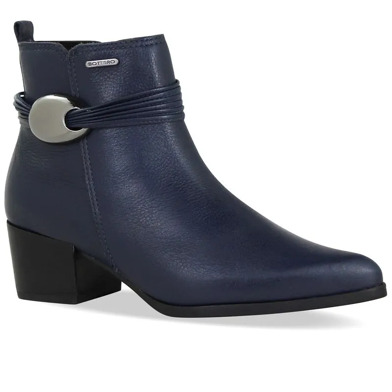 Bota Cano Baixo Couro Burnish Marinho 37