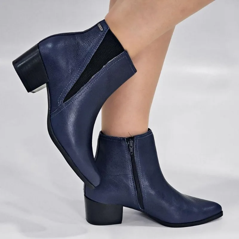 Bota Bottero Feminina em Couro Salto Baixo 349312 33 / Marinho